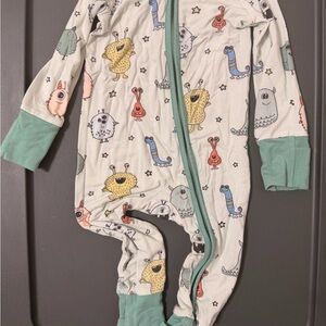 Caden Lane Monster Print Kids Footie - Multicolor